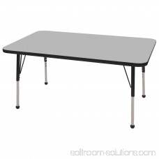 ECR4Kids 30in x 48in Rectangle Everyday T-Mold Adjustable Activity Table Grey/Black - Standard Ball